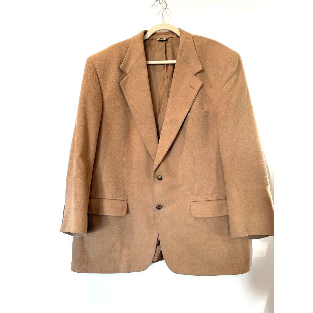 Vtg 100% camel hair blazer womens XL Tan Beige 2 button old money luxury